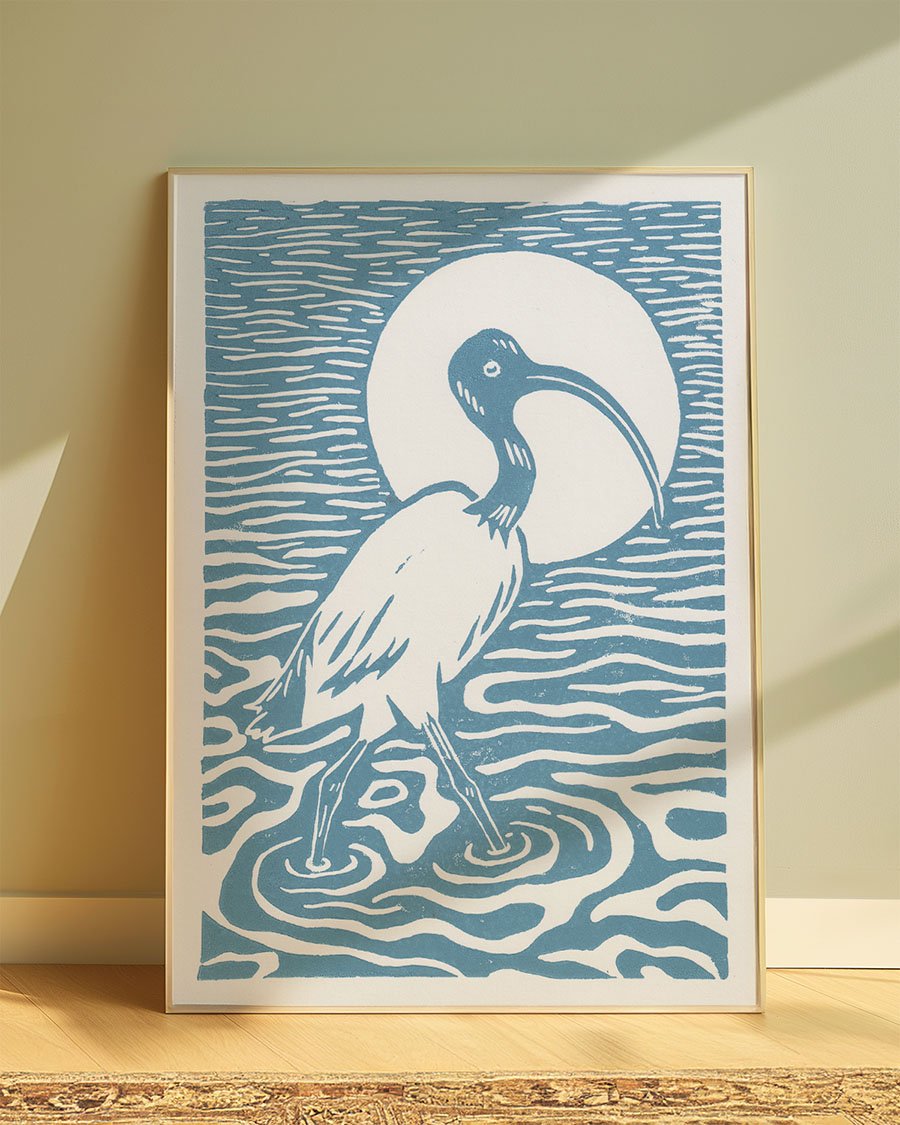 Sacred Ibis Art Print Black