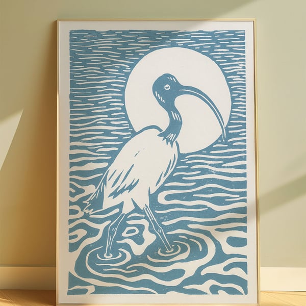 Sacred Ibis Art Print Black