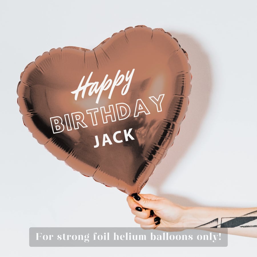 Personalised Happy Birthday Balloon Sticker - Custom Name Sticker Decal For DIY 