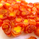 50g Streaky Orange petal murrini made with Bullseye 90coe glass