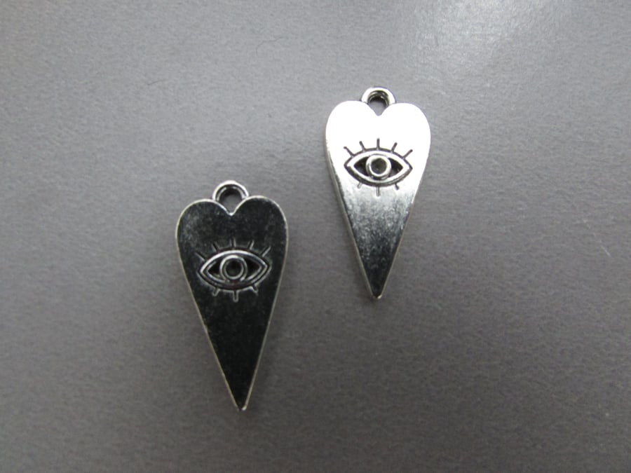 Silver All Seeing Eye Tibetan Jewellery Charm x 2