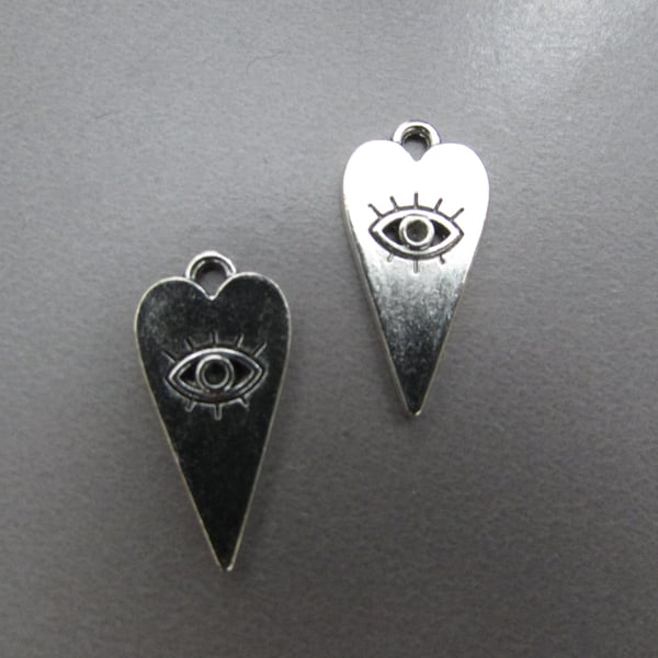 Silver All Seeing Eye Tibetan Jewellery Charm x 2