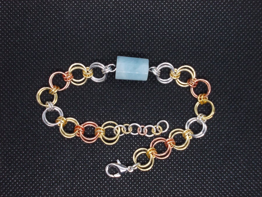 SALE - Aquamarine chainmaille bracelet