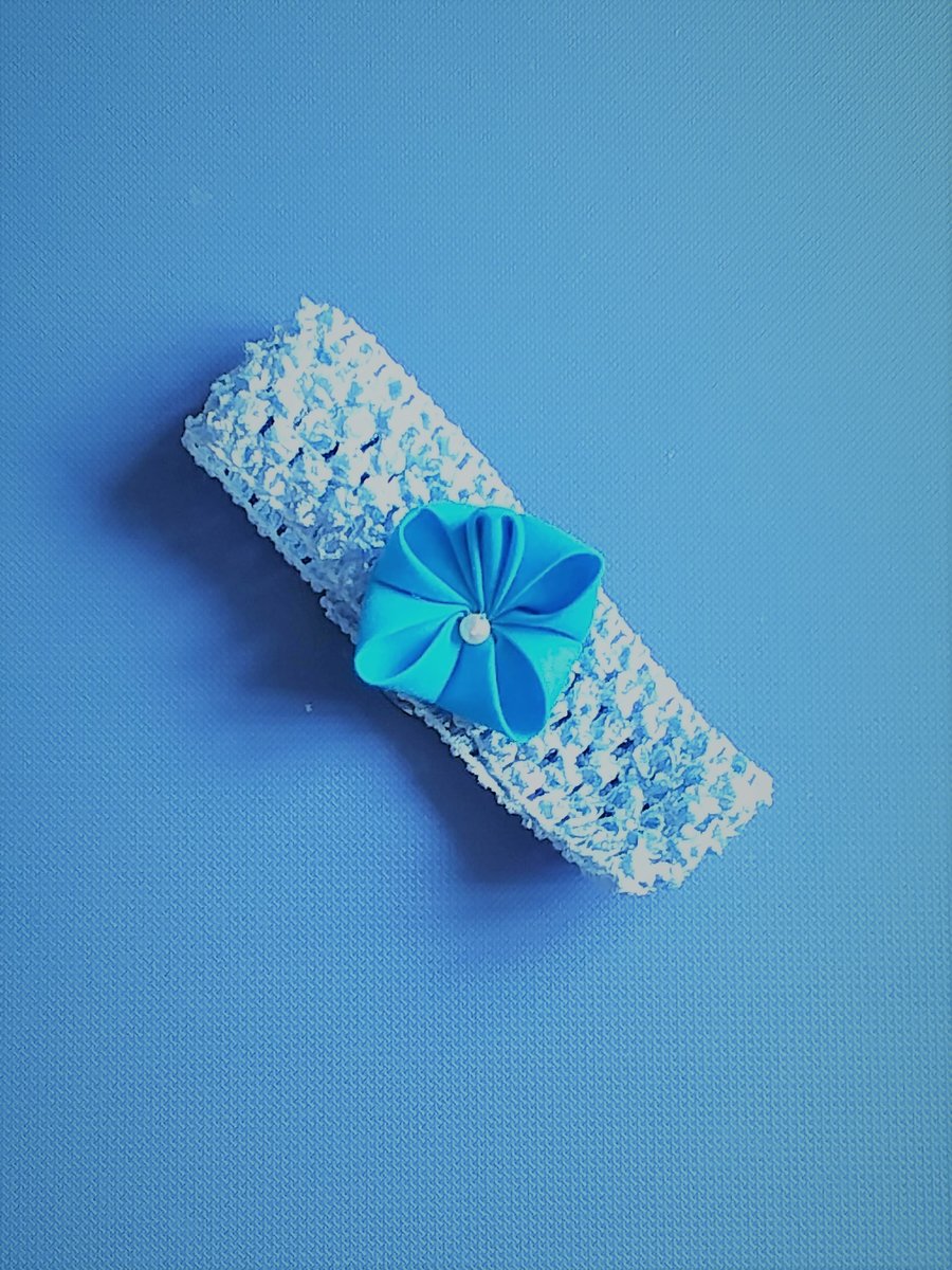 Small Blue Kanzashi Headband.