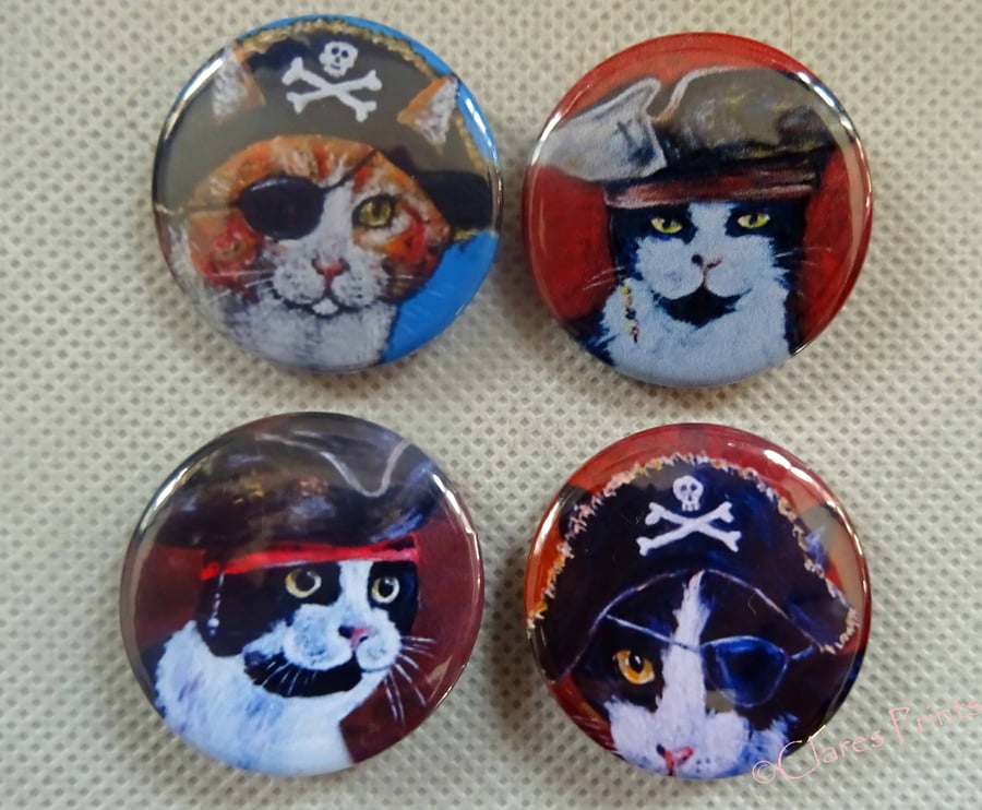 Steampunk Pirate Cats Animal Art Badges Buttons Pirate Cosplay