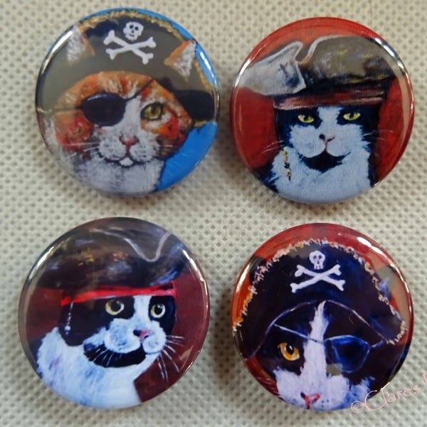 Steampunk Pirate Cats Animal Art Badges Buttons Pirate Cosplay