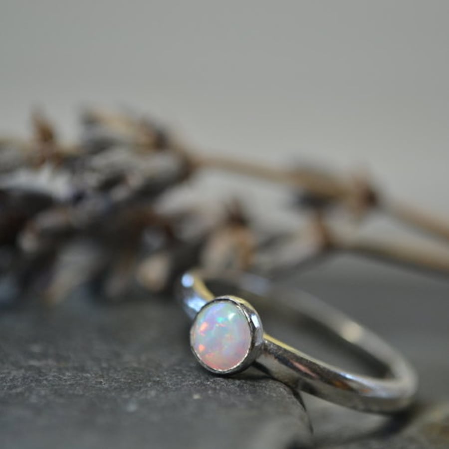 Opal stacking ring - October Birthstone