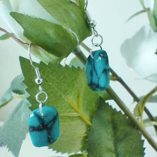 Small Polymer Clay Turquoise Earrings