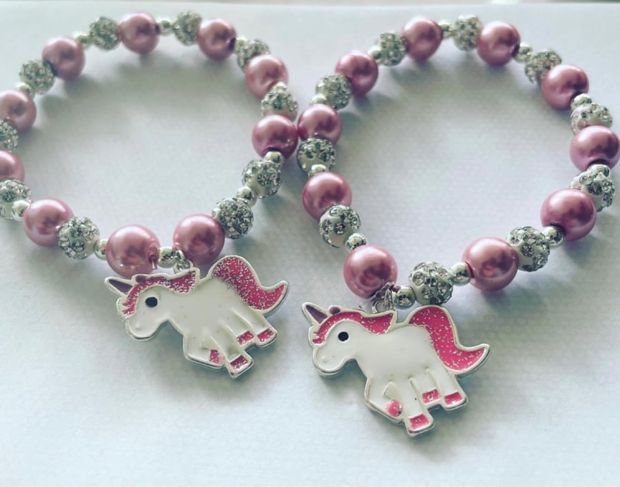 Unicorn charm Shamballa bracelet gift toddler jewellery childs adult unicorn 