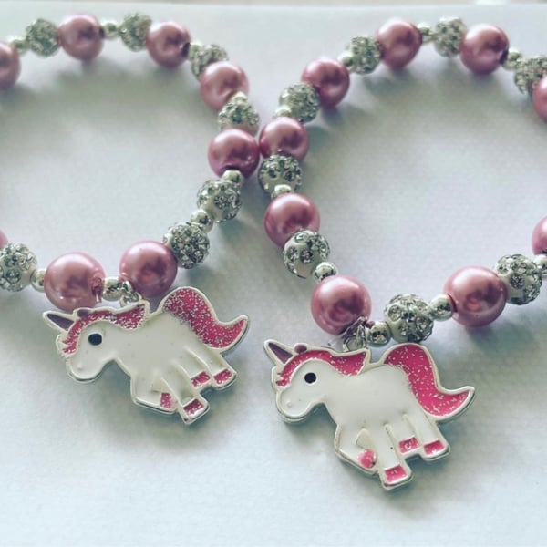Unicorn charm Shamballa bracelet gift toddler jewellery childs adult unicorn 