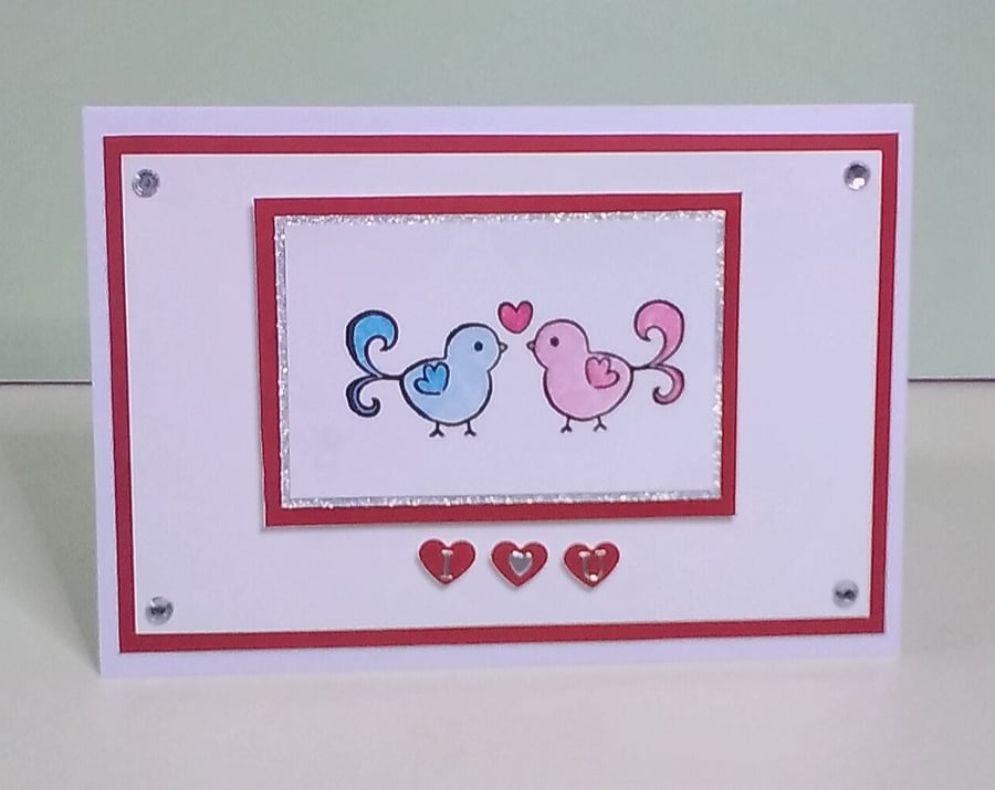 Valentine's Day card,  Love Birds. 