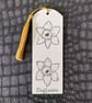 Hand-Drawn Botanical Bookmark - Daffodil - Ink Illustration with gold tassel