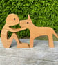 Handcrafted Wooden Man & His Favorite Dog 