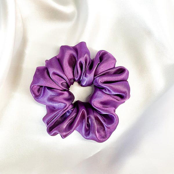Purple Scrunchie - Hair Accessories - Big Satin Scrunchie - Solid Colour Tie