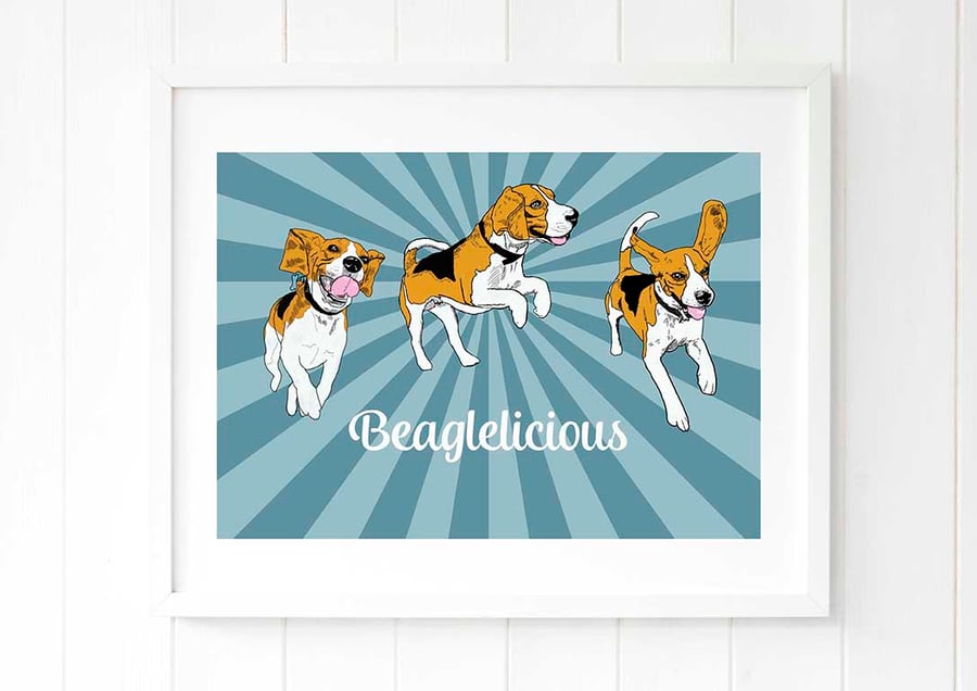 Beagle pop art print, the perfect gift for beagle owners