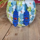 Blue celtic macrame earrings 