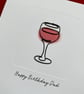 Red Wine Birthday Card - Father's Day Card - Wire Wine Glass - Image 2