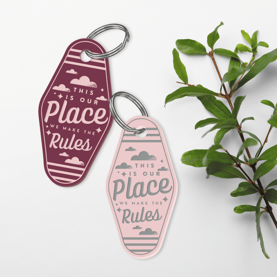 Our Place - Clouds Keyring: Girly Car Accessory, Motel-style Keychain