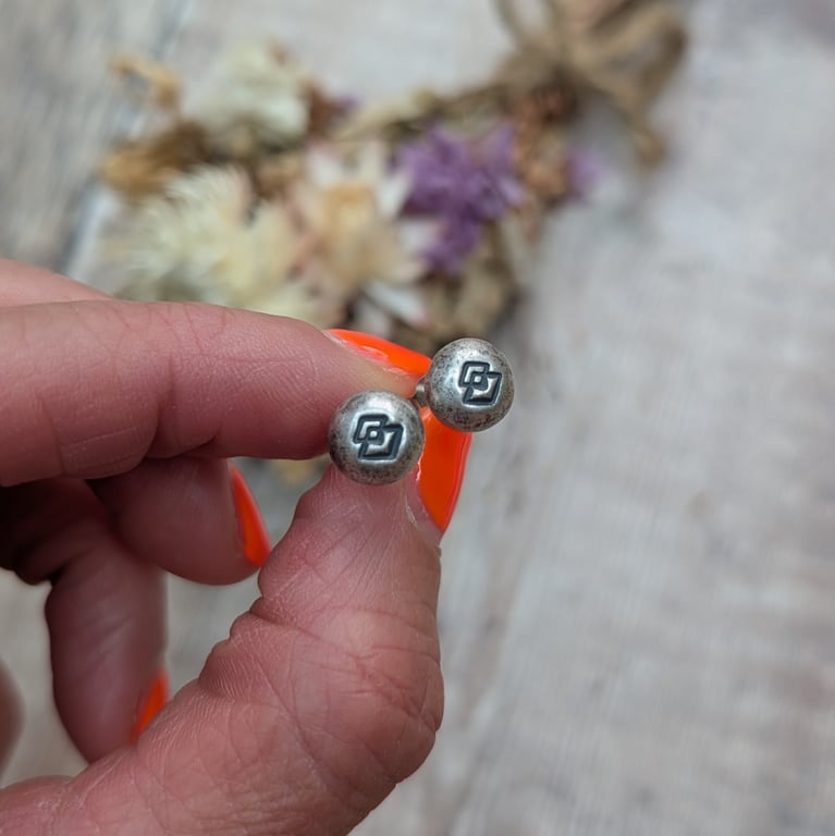 Sterling Silver Geometric Pebble Stud Earrings - JBJ3023