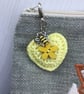 Crochet Heart Bag Charm in Yellow with a Bee Charm - Image 4