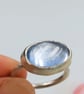 Handmade Silver Bezel Ring with Oval Synthetic Aqua Spinel : Size J - Image 3