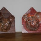 HAND MADE PAPER MACHE, THE 3 LITTLE PIGS & THE BIG BAD WOLF, FAIRYTALE INSPIRED