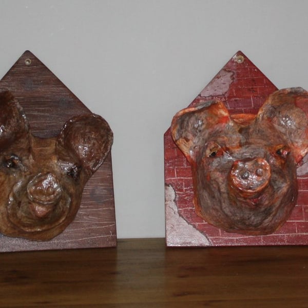 HAND MADE PAPER MACHE, THE 3 LITTLE PIGS & THE BIG BAD WOLF, FAIRYTALE INSPIRED