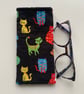 Cat Print Quilted Fabric Glasses Case