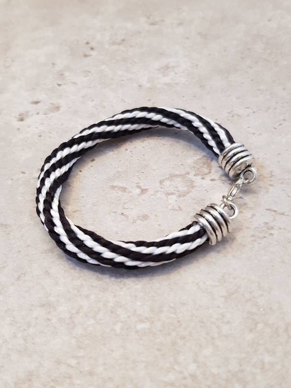 Black and white bracelet, Monochrome jewellery, Striped accessories