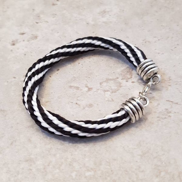 Black and white bracelet, Monochrome jewellery, Striped accessories