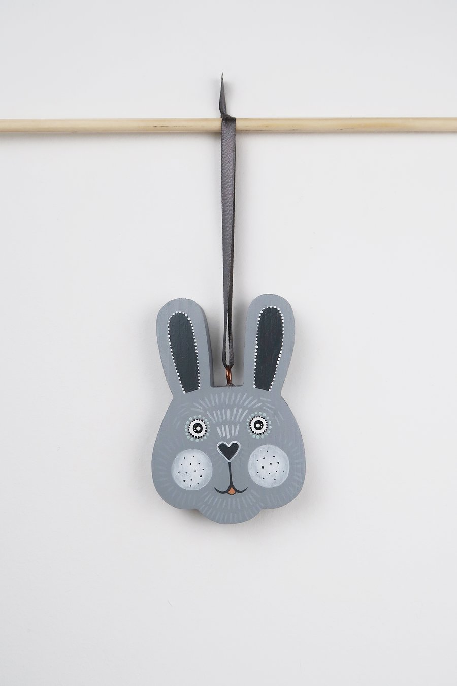 Easter bunny hanging decoration, pastel wooden hare, cute spring decor