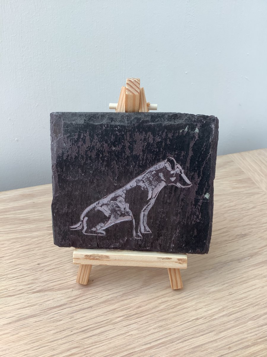Jack Russell Terrier Dog  - original art picture hand carved on slate