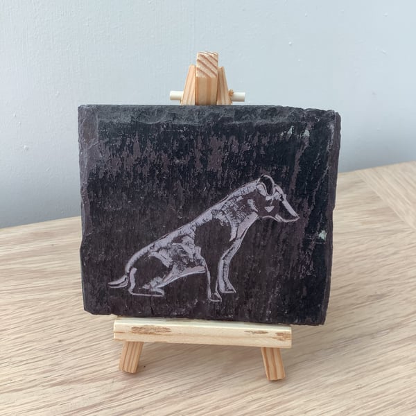 Jack Russell Terrier Dog  - original art picture hand carved on slate