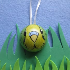 Christmas Tree Bauble Budgie Budgerigar Pet Bird Green Yellow Hanging Decoration