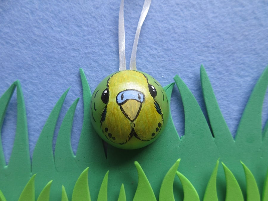 Christmas Tree Bauble Budgie Budgerigar Pet Bird Green Yellow Hanging Decoration