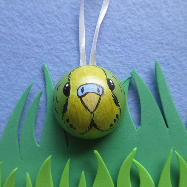 Christmas Tree Bauble Budgie Budgerigar Pet Bird Green Yellow Hanging Decoration