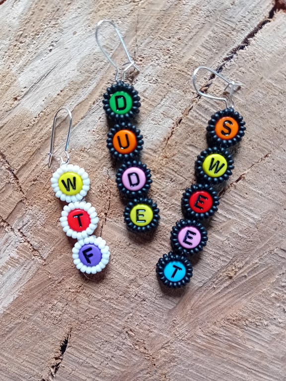 Funny slogan rainbow coloured earrings