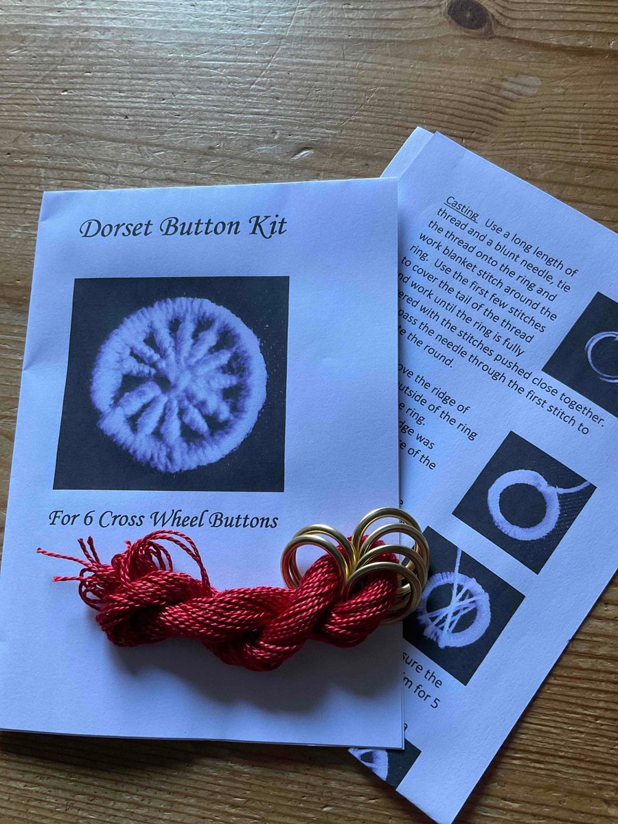 Kit to Make 6 x Dorset Cross Wheel Buttons, Rich Red