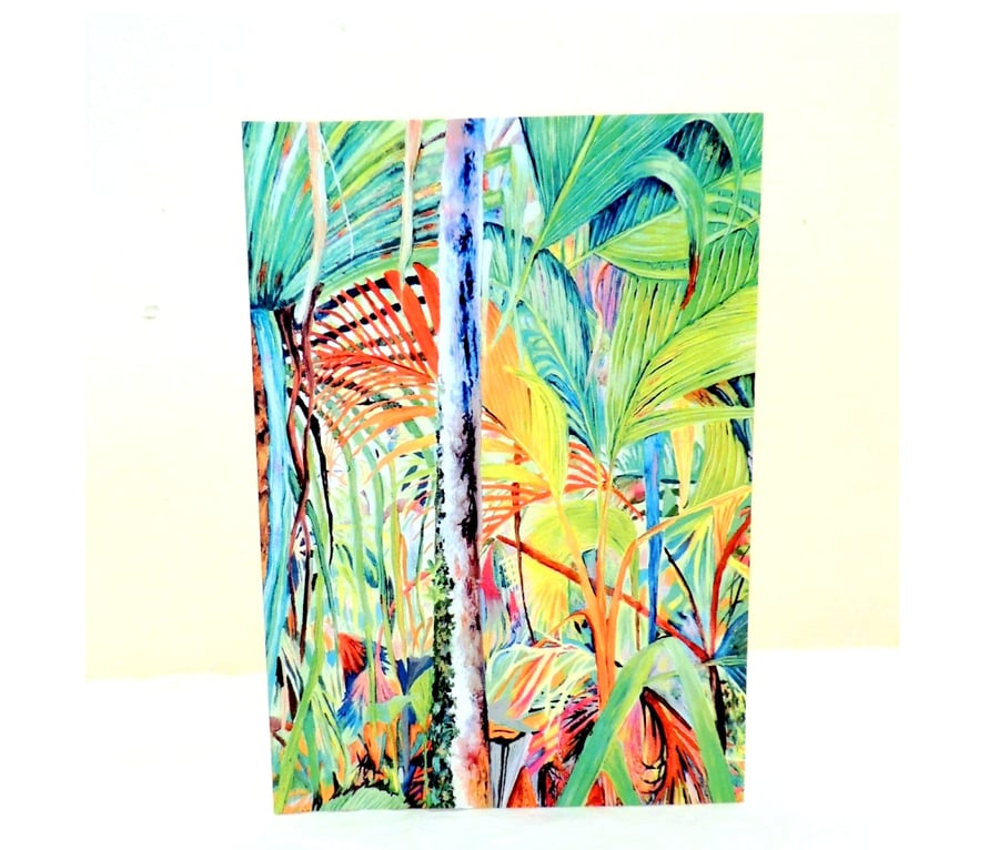 Palm Trees Jungle  Greeting Card from Original Oil Painting