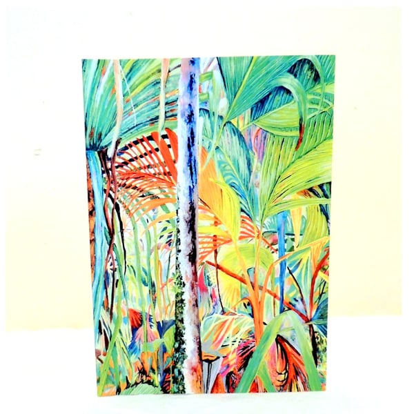 Palm Trees Jungle  Greeting Card from Original Oil Painting