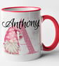 Personalised MALE Pink Gonk initial and name Mug - personalised Valentines Mug - Image 3