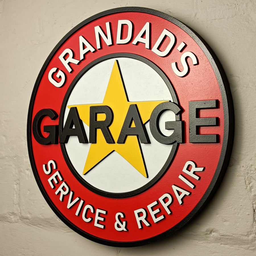 Personalised vintage style car garage logo sign 