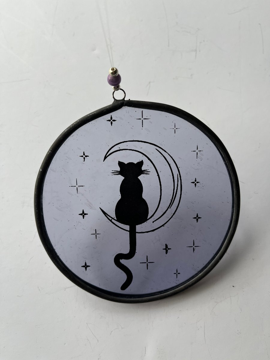 Perfectly Imperfect Stained Glass Cat Roundel