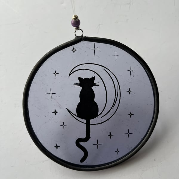 Perfectly Imperfect Stained Glass Cat Roundel