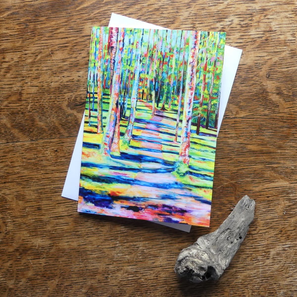 Impressionist Woodland Landscape Greeting Card from Original Oil Painting