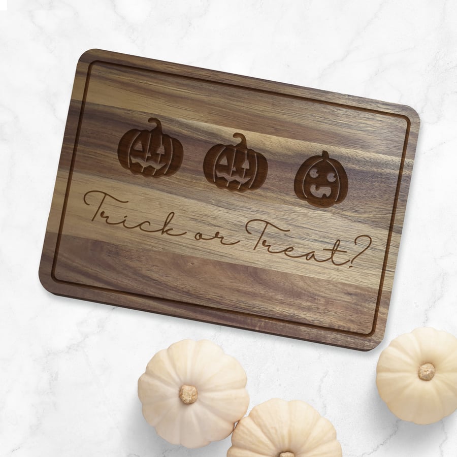 Trick or Treat Chopping Board - 06: Halloween Kitchen Decor, Spooky Season Gift 