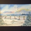 aceo snowscene original watercolour by Gweddusart