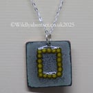 Square enamel seed bead pendant