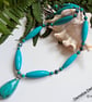 Natural Turquoise Statement Necklace ONE OFF Sterling Silver 