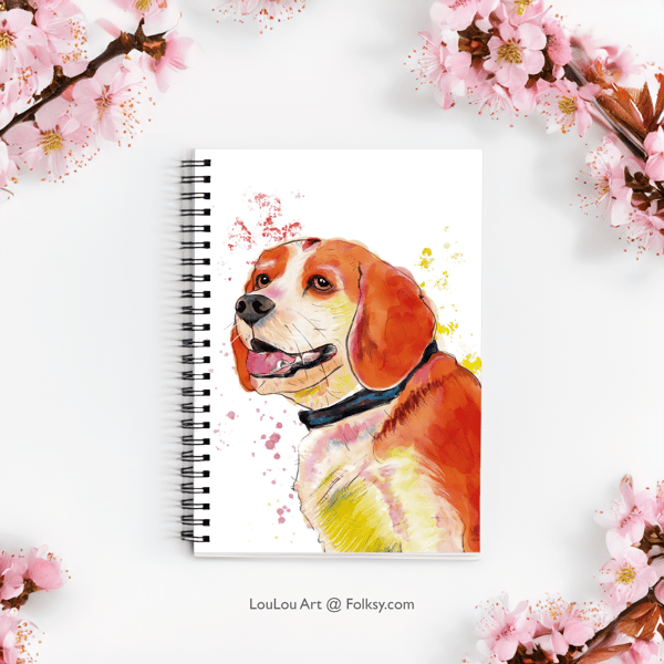 Beagle dog notebook watercolour A5